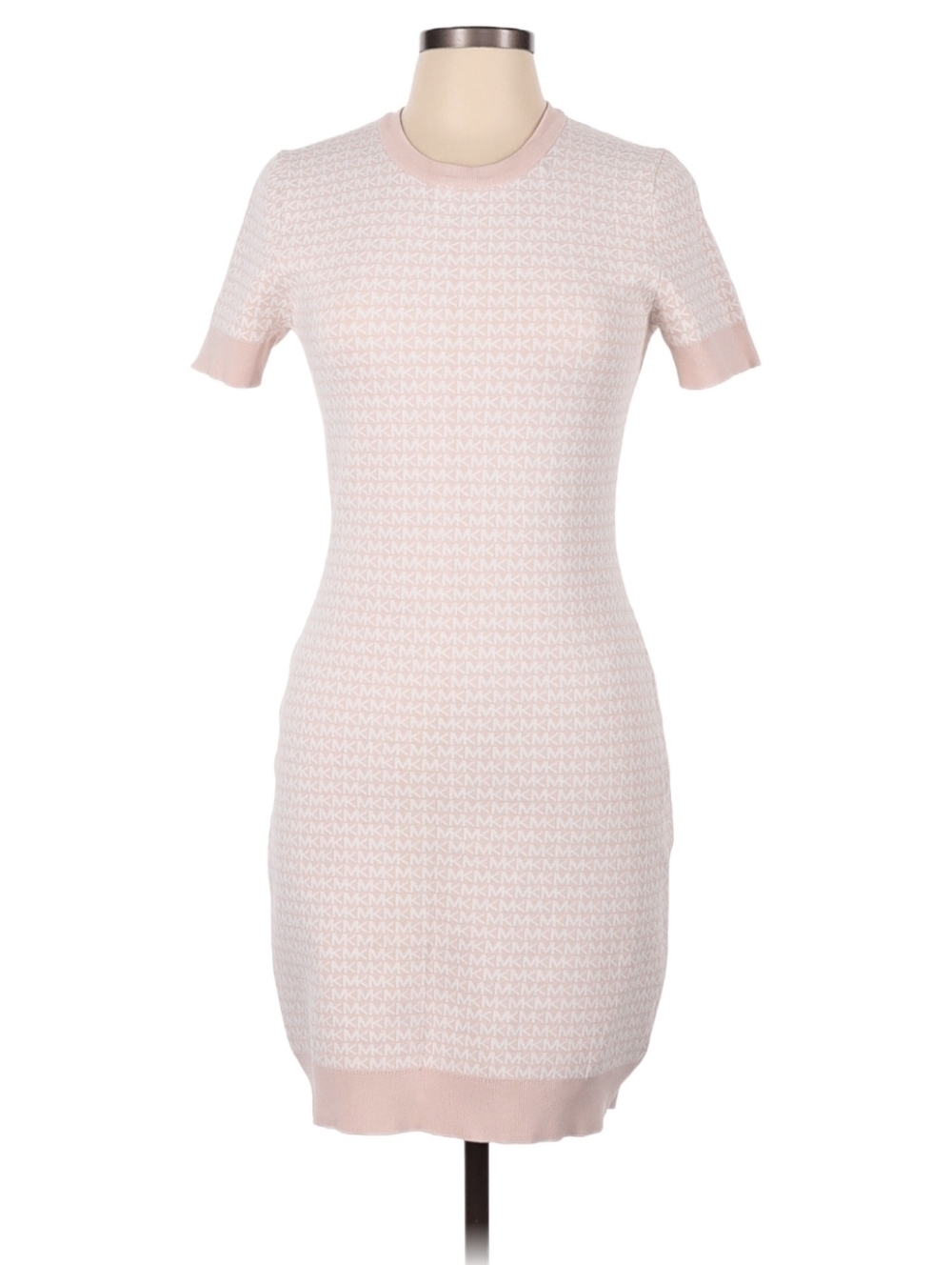 Michael Kors Pale Pink Short-Sleeve Knit Mini Dress